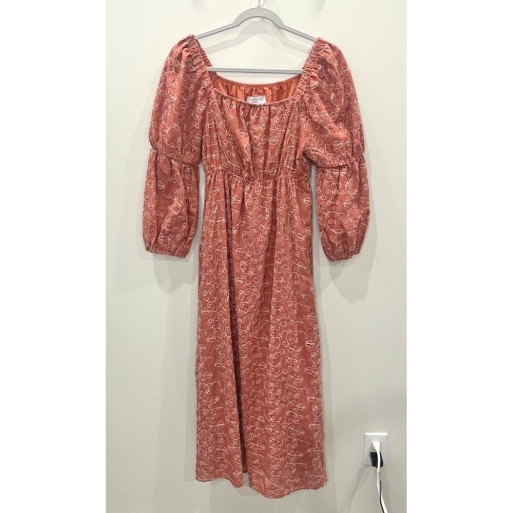 Hayden Los Angeles Embroidered Cotton Midi Dress Rust Terracotta M Cottagecore